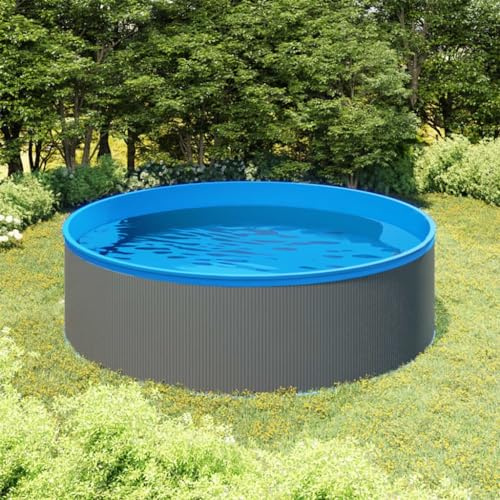 Piscina in acciaio con rivestimento in PVC, 350 x 90 cm, grigio