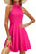 OUGES Robe D'éTé Ladies Knee Length Halterneck Dress Summer Floral Pattern Elegant Cocktail Dress(Rose-L)