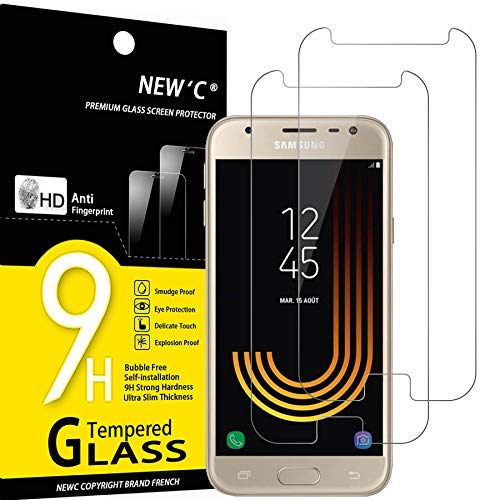 NEW'C 2 Pezzi, Vetro Temperato per Samsung Galaxy J5 2017, Pellicola Prottetiva Anti Graffio, Anti-Impronte, Senza Bolle, Durezza 9H, 0,33mm Ultra Trasparente, Ultra Resistente
