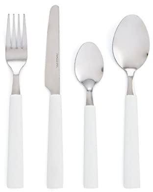 Quid Fresia Set de 24 couverts avec manche blanc, acier inoxydable, blanc, 9 x 9 x 24 cm