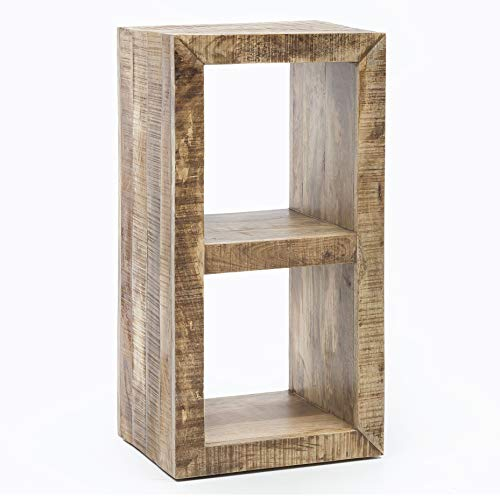 FineBuy Kleines Standregal 45 x 35 x 90 cm Abstellregal Mango Massiv-Holz, Ablagetisch Telefontisch Diele Flur Gang Klein, Steh-Regal Bodenregal Natur Schlafzimmer Standregal Küche Wohnzimmer