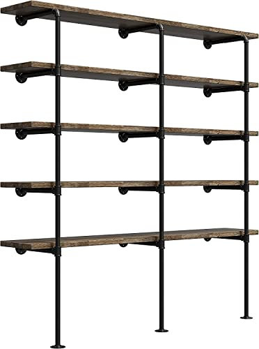 FOF FRIEND OF FAMILY Industrial Retro Wall Mount Iron Pipe Shelf,DIY Open Bookshelf,Hung Bracket,Home Improvement Kitchen Shelves,Tool Utility Shelves, Office,Ceiling Mount Shelf