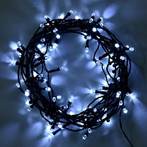 Mr Crimbo Bright White Multi-Fuction Diamond Shaped 100 LED String Fairy Lights Christmas Tree Xmas Indoor Outdoor Garden Flashing Chasing Static Lighting