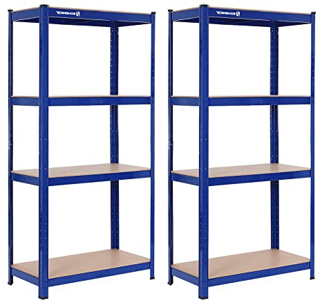SONGMICS Schwerlastregal, 2er Set, Kellerregal, Lagerregal, 40 x 80 x 160 cm, Regal mit Stahlgestell, bis 520 kg belastbar, 4 verstellbare Ablagen, blau GLR88Q