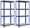 SONGMICS Schwerlastregal, 2er Set, Lagerregal, Kellerregal, 40 x 80 x 160 cm, bis 520 kg belastbar, 4 verstellbare Ablagen, Regal aus Metall, Steckregal, Werkstattregal, Keller, Garage, blau GLR88Q