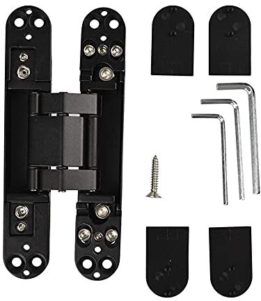 Ranbo 177 mm Verdecktes Türscharnier,Schwerlast 3D-verstellbares Türband aus Edelstahl, 180° Öffnungswinkel, Tragkraft bis 40 kg, Für Innentüren aus Holz, 1 Stück(Schwarz)