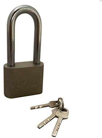 B-SAFE 50mm Vorhängeschloss mit Präzisions-Schließwerk | Sicherheitsschloss inkl. 3 Schlüsseln | Bügelschloss mit langem und ultrahartem Stahlbügel