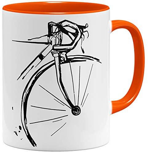 OM3® Retro Bike Rad Fahrrad Tasse - Keramik Becher - 11oz 325ml - Fun Bicycle Fahrradfahrer - Orange