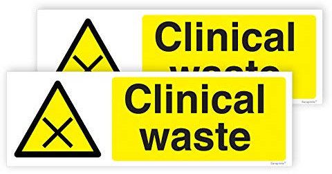 Pack of 2 Clinical Waste Sticker Clinical Waste Label (150 x 50 mm) Self Adhesive Waterproof Clinical Waste Stickers for Bin Sara Prints