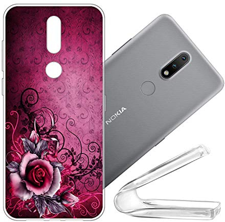 vingarshern Handyhülle Nokia 2.4 Hülle Silikon Bumper Case,Dünne Flex Weich Fallschutz Stoßfest Schutz Cover Nokia 2.4 Schutzhülle Silikonhülle Mit Muster,Rose (Lila)
