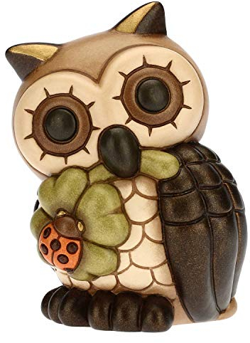 THUN - Gufo Medio con Quadrifoglio - Ceramica - 11,5 cm h - Linea I Classici