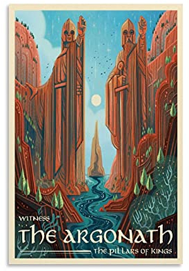 KKMM The Argonath – See Middle Earth LOTR Poster – Retro Vintage Poster Dekorative Malerei Leinwand Wandkunst Wohnzimmer Poster Schlafzimmer Gemälde 30 x 45 cm