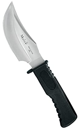 ELECTROPOLIS Cuchillo de Caza Muela SG-12, Mango de Goma Negra, Enterizo, Peso 255 Gramos + Tarjeta Multiusos de Regalo.