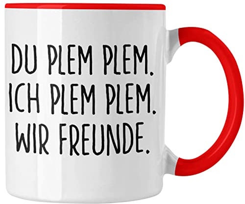 Trendation - Beste Freunde Tasse Geschenk Beste Freundin Freund Kaffeetasse Geschenkidee Allerbeste BFF Freundin Spruch Geburtstag Freundinnen (Rot)