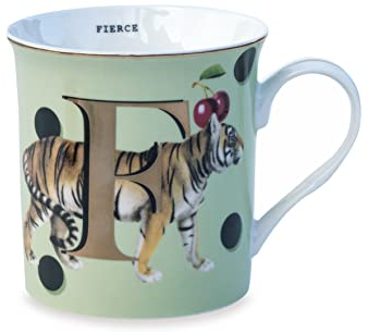 YVONNE ELLEN Gold Edition Alphabet Mug F - Knochenporzellan, 240 ml, Tasse