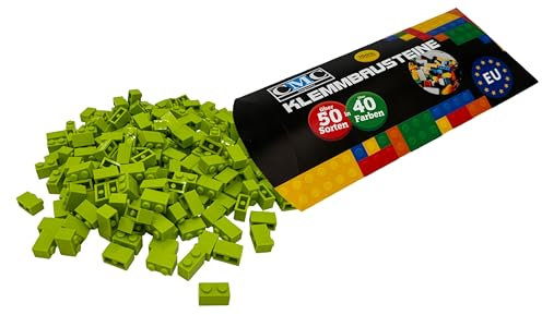 CMC imports 50 Klemmbausteine Bausteine 1x2 Noppen Kompatibel freie Auswahl 34 Farben (101 - Gras - Grün)