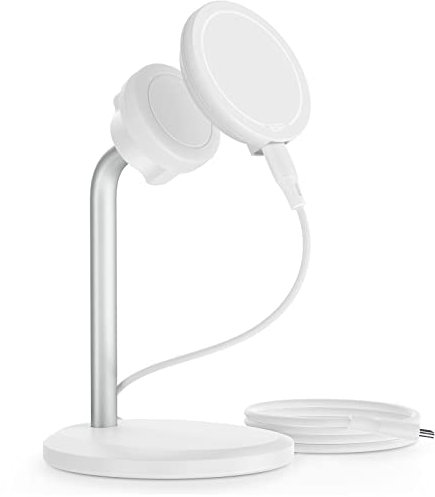 ESR HaloLock Shift Wireless Charger, Compatible with MagSafe Charger Stand, 2 Charging Modes, Detachable Fast Charging Pad, for Caseless iPhone 14/13/12 Series Phones and Magnetic Cases, White