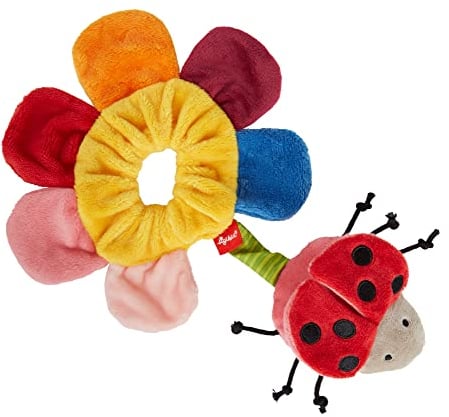 SIGIKID 42944 Aktiv-Armband Marienkäfer, PlayQ Lernspielzeug, für Handgelenk oder Fuß mit Rassel & Knisterfolie: greifen, spielen, lernen, für Babys ab 6 Monaten, Mehrfarbig/Marienkäfer 25 x 17 cm