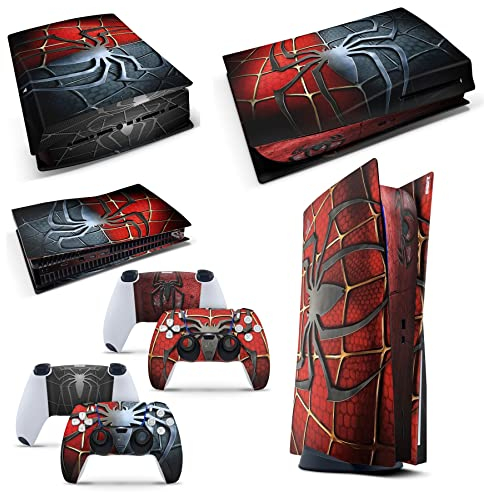 GNG, Set di skin adesive per PS5 Digital, in vinile, motivo ragno, con 2 skin per controller