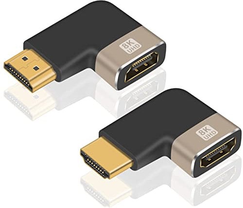 Duttek Adattatore HDMI 8K, adattatore HDMI ad angolo sinistro e ad angolo retto, supporto connettore HDMI 2.1 8K@60Hz, 4K@120Hz HDR, Dolby per laptop, PC, monitor, TV -Confezione da 2