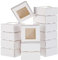 Cliettilw 50 StüCk Mini Kraftpapier Box Verpackung mit Fenster, Geschenk Verpackung, Leckerli Box für Hausgemachte Seife, Leckereien, Backwaren, SüßIgkeiten (Weiß)