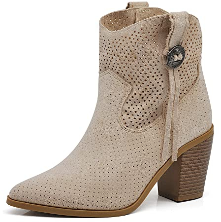 IF Fashion Scarpe da Donna Stivali Stivaletti Cowboy Western Camperos Texani Etnici WS106 beige N.41