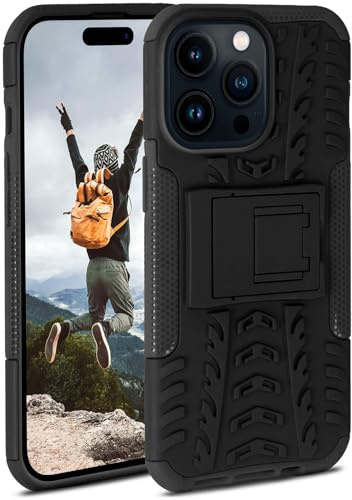 ONEFLOW Tank Case für Apple iPhone 14 Pro Hülle Outdoor, stabile Panzerhülle mit Kamera und Display Schutz, sichere Handyhülle, TPU Handy Schutzhülle mit Ständer, Schwarz