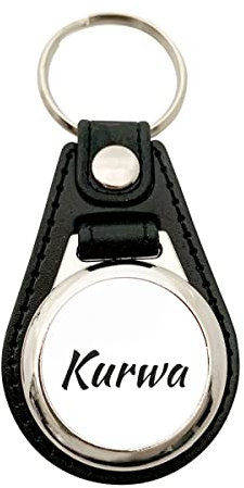 Huuraa Anhänger Kurwa Polnisch Geschenk Metall mit Kunstleder Einkaufswagenlöser Kurwa Präsent