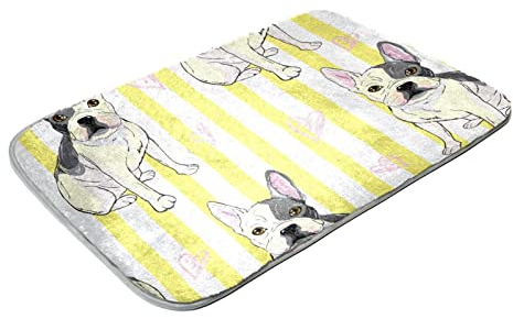 Kunstfell-Teppich, für Hunde, Welpen, Gelb / Weiß, gestreift, flauschiger Teppich, ultraweich für Schlafzimmer, Wohnzimmer