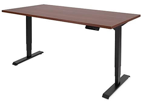 Ergotopia Desktopia Lite Elektrisch höhenverstellbarer Schreibtisch für Büro oder Home Office - 5 Jahre Garantie - ergonomischer Schreibtisch höhenverstellbar mit Nussbaum Tischplatte (160 x 80 cm)