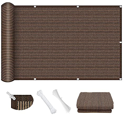 Sichtschutz Garten 1.8 x 4 m luftdurchlässig, wasserdurchlässig Terrassendach Sichtschutz mit Ösen und Befestigungsseile für Balkon Garten Terrasse, Braun A