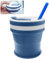 RZMZBY 350 ml Faltbarer Kaffeebecher,Coffee to go Becher Faltbar Silikon Wasserbecher mit Stroh,Deckel Leichter Mehrweg Coffee Cup Auslaufsicherer Travel Mug Faltbecher Blau