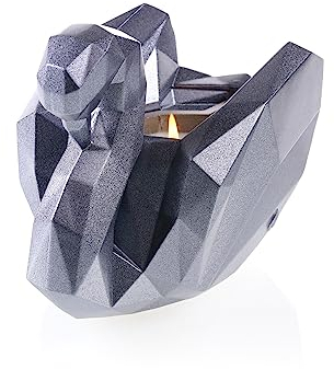 CONCRETTE Tischdeko Kerzenständer aus Beton 17 x 11,2 x 14 cm - Stahl Matt Deko Kerzenhalter in Form eines Schwans - Kerzen Ständer - Kerzenstaender
