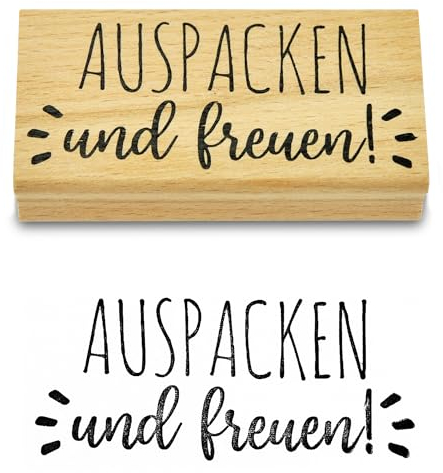 Frau WUNDERVoll® Stempel - Auspacken und freuen- aus Holz, Schrift-/ Motivgröße: 8 x 3,6 cm/Weihnachten, Adventskalender, Handstempel, Motivstempel, Dekostempel, Geschenke, Hochzeit,Gastgeschenk