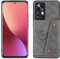 nincyee Custodia porta carte di credito per Xiaomi Mi 12 Lite, retro in pelle PU pieghevole doppia fibbia multifunzione porta carte di credito, costruito in ferro per magnete auto grigio