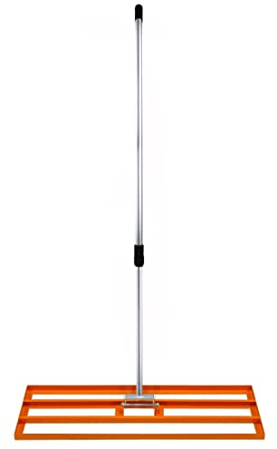 Rasenrakel 100cm x 32cm Levelingrake Rasen Rake Rakel zum Sanden Stahl Orange Flächenebener Verzinkter Stahl 1,2–1,9m Verlängerbarer Griff Golf Garten Werkzeug Gras Erde Kunstrasen Kompost Kopfdüngung