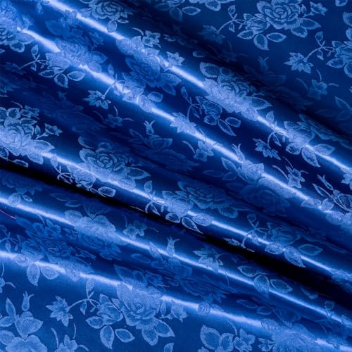 MaiMaiSuan 152,4 cm breiter Jacquard-Satin-Stoff mit floralem Muster, glänzend, seidiger Satin-Stoff, Meterware für Tischläufer, Servietten, Hochzeit, Kleid, Bettwäsche, Bastelarbeiten, 4,5 m