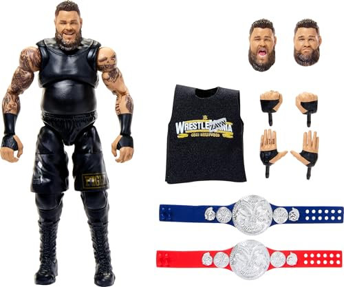 Mattel WWE Ultimate Edition Kevin Owens Sammelfigur mit austauschbarem Zubehör wie zusätzlichen Köpfen und austauschbaren Händen