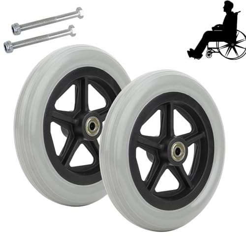 WORDFUN 2er-Pack Rollstuhlräder, 150 170 200mm Ersatz Lenkrollen Für Rollstuhl, Bohrung 8mm, Klein, Abriebfest, Universell, Ersatz Vorder Räder, Verschleißfester Vollreifen, Pannengeschützt