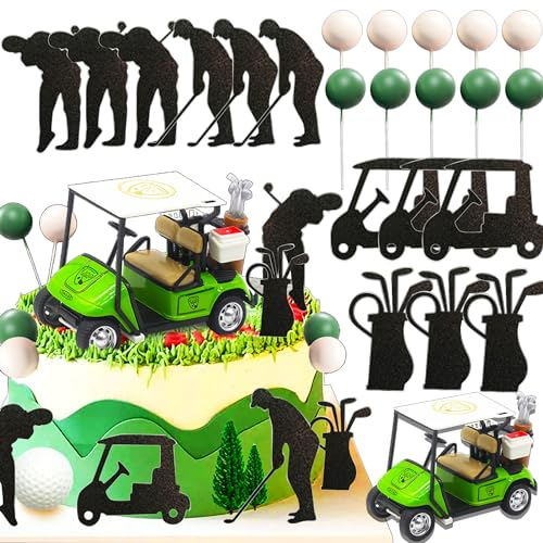 JeVenis 23 PCS Green Balls Golf Cake Decoration Heading for the Green Cake Topper Golf Themed Cake Decorations Golf Party Supplies Golf Party Favors Golf Birthday Decoration