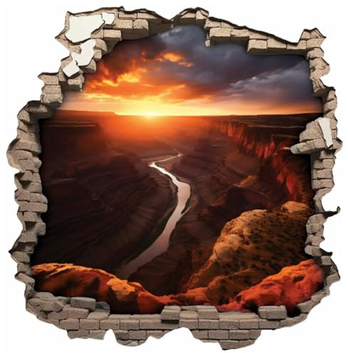 Samunshi® Wandtattoo Wandriss mit Grand Canyon Arizona USA Fenster in andere Welt Portal Wanddekoration Wandsticker für Kinderzimmer Wohnzimmer Wanddeko 50 x 50cm