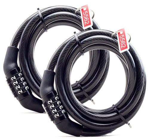 Lot de 2 cadenas à code antivol à 4 chiffres en acier pour vélo