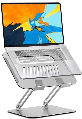 Laspi Laptop Ständer Höhenverstellbar,Aluminium Laptopständer, Laptop Stand for Desk, Notebook Ständer kompatibel für MacBook Pro/Notebook/PC/Tablet/Alle 10-17 Laptops, Silber