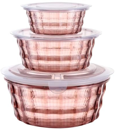 FYOBOT Caja de Fruta de Plástico Recipientes de Fruta con Sopera Recipiente de Plástico Transparente Recipiente de Plástico Recipiente Sellado Rosa