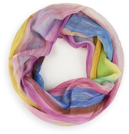 Glamexx24 Loop Schlauchschal für Damen, Farbverlauf Sommer Loop Rundschal Leichter Verlauf Regenbogen Sommerlicher Schal