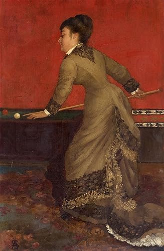 PSVDCTOO Vintage Wanddeko Bilder Bilder Wandgemälde Elegant mit Billard von Alfred Emile Stevens Poster Wandbild Deko für Zimmer 60x90cm