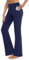 ZIRUU Bootcut Yoga-Hosen mit Taschen für Frauen Weites Bein Hosen Hohe Taille Workout-Hosen Bauch-Control Arbeit Hosen 4 Taschen(Blue, 3X-Large)