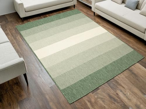 AKCILA Brussels Grün Bilateral Outdoor Teppich 200x290cm,Balkon Teppiche, Küchenteppich waschbar, Kitchen Rug, Balcony Carpet, Sisal Teppich für Terrasse, Teppich aussenbereich wetterfest
