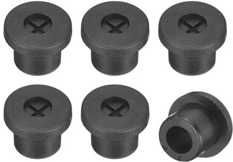 sourcing map 6 Pcs Cable Cord Grommet, 3/8 Inch (10mm) Desk Grommet Flexible Rubber Grommets Wire Hole Cover Pass Through for Office Computer Desk Wire Organizer, Black