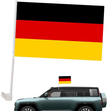 Bandera de Alemania | Pequeña bandera alemana de 30 x 45 cm | Decoración de coche a prueba de , bandera alemana con barra, bandera de Alemania para exteriores, bandera para eventos